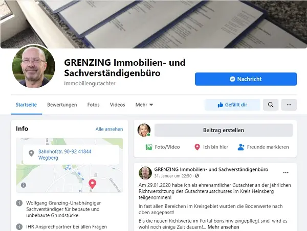 Facebook Fanpage Grenzing Immobilien- und Sachverständigenbür